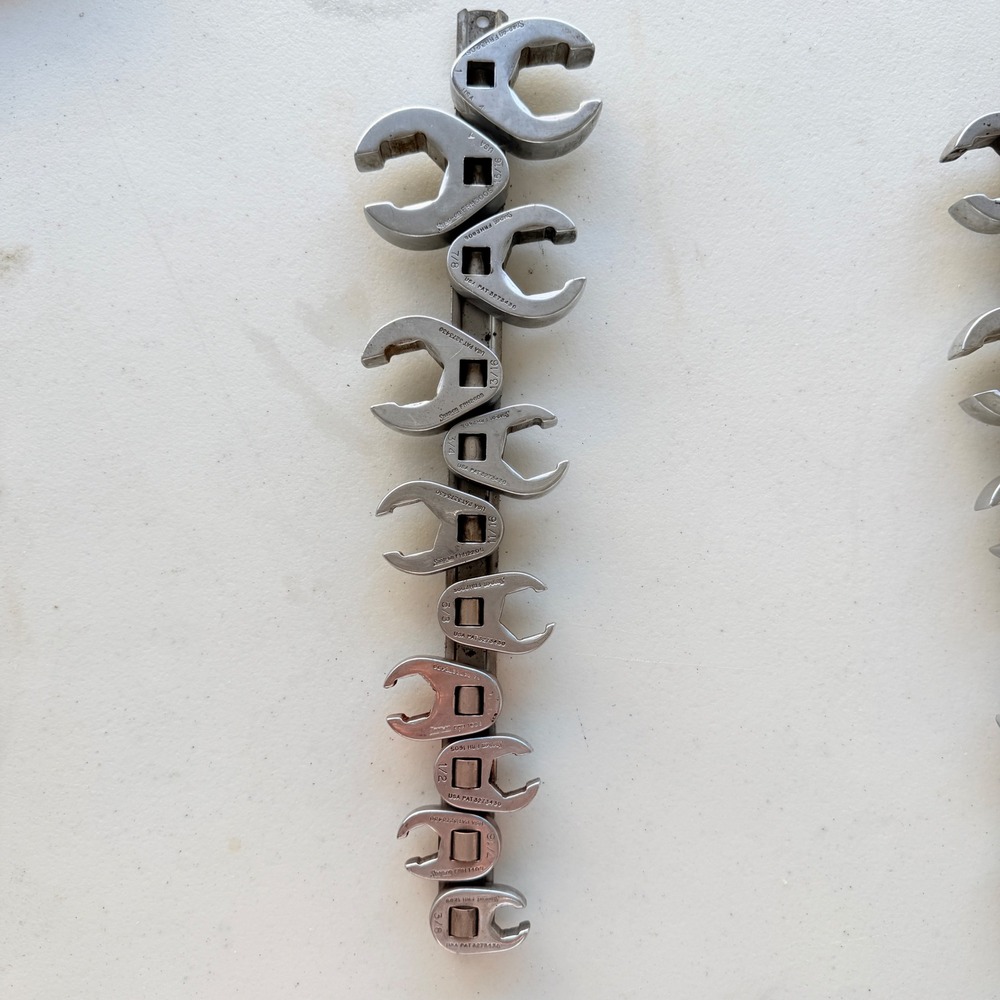 Snap-on 10pc SAE Flank Drive Plus Crowfoot Wrench Set 3/8-1in 210AFSP USA